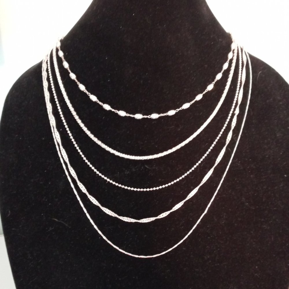 UltraFine Silver 950 - Interchangeable Necklace Set of 5 Graduated Lengths